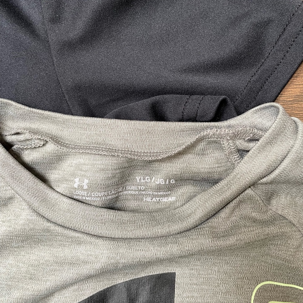 2 gently used, size Youth Large, Under Armour Heatgear shirts